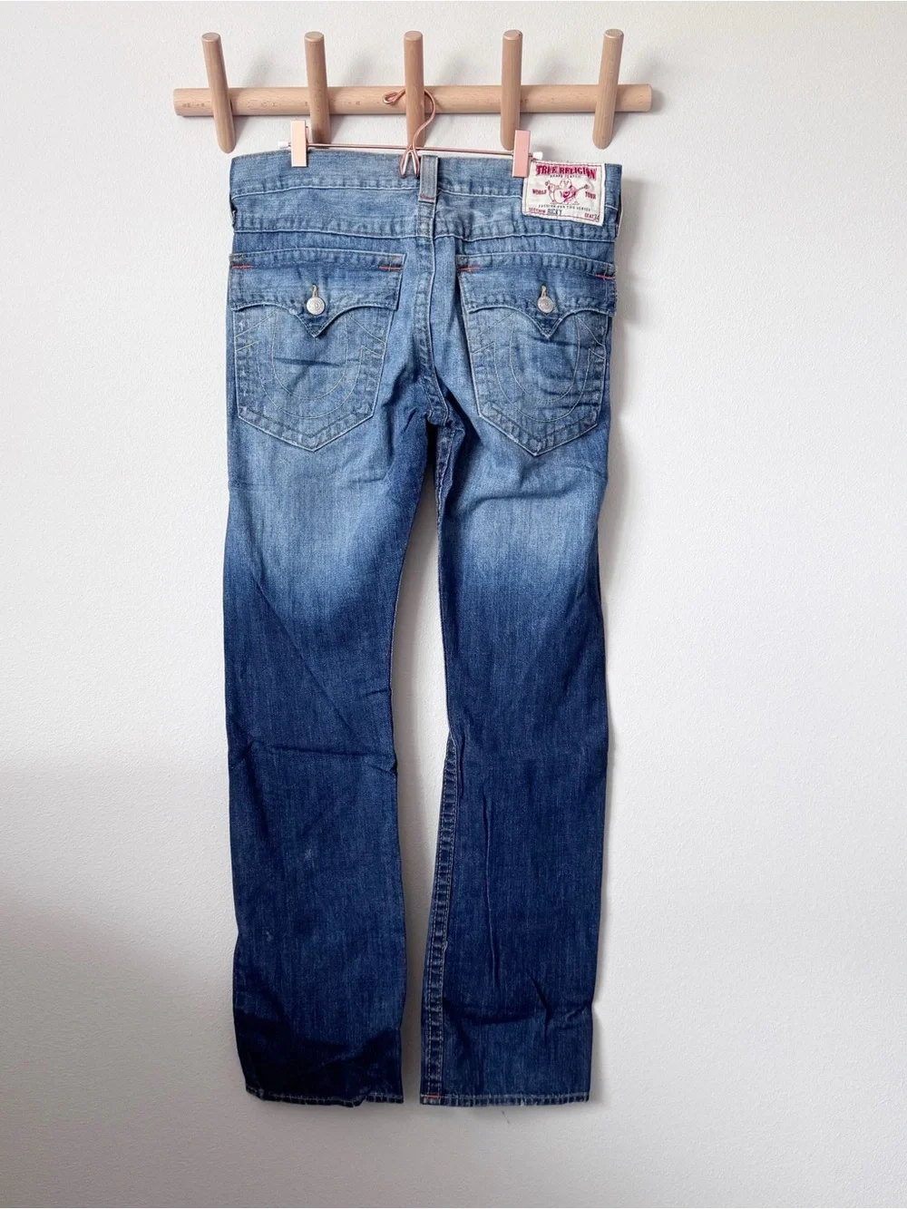 True Religion Men's Ricky Bootcut Faded Blue Jeans 33/34